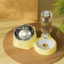Cat Bowl Double Bowl Ceramic Automatic Drinking Water Dog Bowl Dog Food Basin Rice Basin Stainless Steel Cat Basin Pet Drinking Water Pet Supplies 1pc