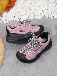 1 par de zapatillas casuales de moda ligeras con puntera de PU antideslizante, adecuadas para el otoño, unisex