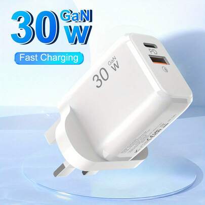 30W USB C Charger, 2-Port USB Charger PD+QC Power Adapter Charging Adapter Plug Quick Charger USB C Power Adapter Suitable For 16 Pro/16 Pro Max/15 14 Plus 13 12, For Galaxy Series