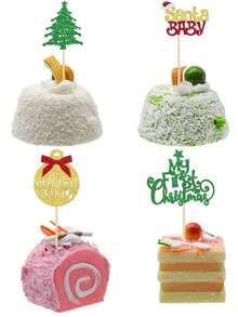 12 PCS Christmas Santa Cupcake Toppers Glitter My First Christmas Cupcake Picks Merry Christmas Tree Cake Decorations For Gender Reveal Birthday Party Supplies Christmas Christmas Decorations Christmas Pajamas Christmas Gifts Christmas Decor