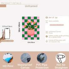 三件套框画，时尚空间美学展示，色彩鲜艳的活力花卉艺术品，抽象风格，彩色复古墙饰，波西米亚风格，充满活力的多巴胺装饰，适用于咖啡馆、客厅、家居、宿舍、酒吧等场所。 - 彩色 - 查看 18