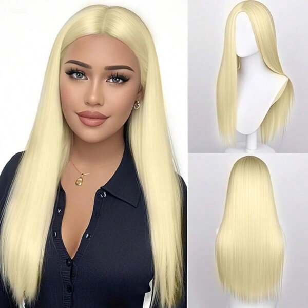 Peluca sintética verde recta de 28 pulgadas de largo para mujeres - Fibra resistente al calor, raya en medio, peluca completa, adecuada para uso diario, fiestas, cosplay y Día de San Patricio