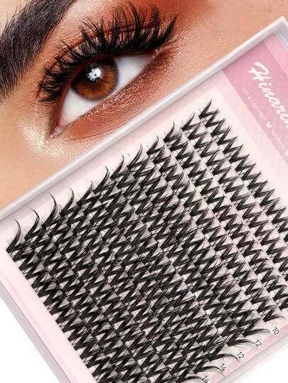 12 Rows 120 Pcs C Curl Natural Lash Clusters Clear Band Eyelash Clusters Wispy Lashes Clusters 8-16mm Cluster Eyelashes Individual Lashes DIY Lash Natural Look Makeup Tools For Daily And Festival