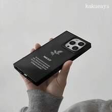 Un teléfono con un patrón de bloques simple, compatible con los modelos 16 Pro, 16, 15 Pro, 14, 14 Plus, 13, 13 Pro, 12 Pro y 12 Pro, ofrece una cobertura completa a prueba de golpes, un corte grande, un marco elegante y brillante y excelente - Negro - Ver 4