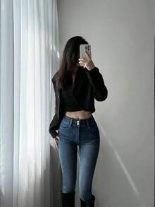 Women's Casual Distressed Slim Fit Skinny Denim Jeans