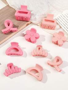 10pcs Minimalist Geometric Flower Hair Clips, Soft Autumn/Winter Vibe Hair Claw Barrettes For Girls, Student Hair Accessories For Buns, Suitable For Daily Wear, Outdoor, Travel, Commute, Work, Festivals