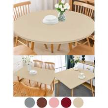 1pc Solid Color Fitted Tablecloth, Removable & Washable Milk Silk Tablecloth, 125g Fabric, Suitable For Party, Picnic, Camping, Restaurant, Outdoor, Indoor Gathering And Daily Use, Non-Standard Size