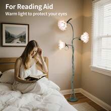 (Feed Bulbs*3 )American Retro Garden Flower Floor Lamp, Net Red Creative LED Lights Floor Lamp, Style Atmosphere, Sweet, Elegant, Suitable For Bedroom, Living Room, Office, Studio Floor Lamp - 查看 3