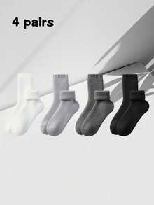 男士加厚保暖袜（1/4双），内衬保暖层，及踝/中筒长度，舒适柔软，适合休闲、商务、室内穿着，冬季保暖温度低至-5℃，温暖舒适。 - 彩色 - 查看 14