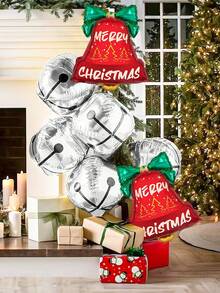 2pcs/4pcs 18-Inch 4D Christmas Bell Foil Balloons, For Christmas Party Decorations, Yard Display, Christmas Decorations, Gatherings, Weddings, Home Birthday Decor, Christmas Theme Hanging Balloons, Christmas Atmosphere Background, Christmas & New Year Home Decor Christmas 2026 - Multicolor - View 9