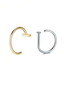 1 Stück/2 Stücke Fake Nasenring Faux Piercing Schmuck 8 mm Fake Nasenring Hoop für Faux Lippe Septum Nasenring Set Fake Lippring Lippennagel Neu Keine Perforation erforderlich - Verschiedenfarbig - Übersicht 6