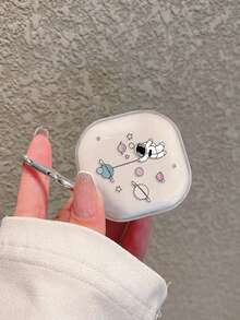 保护壳适用于三星 Galaxy Buds Pro/Buds FE/Buds Live/Buds 2 无线蓝牙耳机，可爱宇航员/透明花卉设计，防摔全覆盖 - 藍色 - 查看 3