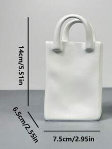 5.7英寸方形宽口褶皱白色哑光花瓶，简约波西米亚风格，桌面装饰，家居/办公室/书架装饰，适合家居装饰、卧室、办公室和学生礼品 - 多色A - 查看 11