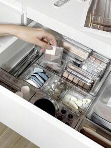 4 Pieces/Set, 87 Pieces/Set, 16 Pieces/Set, 25 Pieces/Set Transparent Pet Desktop Storage Box With Multi-Function Drawer, Kitchen Cosmetic Storage Box For Classifying Daily Items, Decorations, Fall Decorations, Party Decorations, Room Decorations, Home Decorations, Bedroom Decorations, Home Necessities, Must-Have For Back To School Season - Clear - View 4