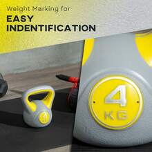 SPORTNOW Kettlebell, 4kg Kettle Bells With Handle For Home Gym Weight Lifting And Strength Training, Yellow And Grey - Yellow - View 4