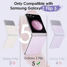 Z Flip 5 2023 With Hinge, Heavy Duty Rugged Protective Hard PC Phone Cover, Anti - Fingerprint Matte Black - Màu tím nhạt - Xem 2