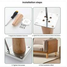 4件套家具腿，10/12/15厘米圆形木制家具腿，DIY锥形木制家具腿 - 卡其色 - 查看 4