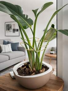 耐用的龟背竹稳定器和支撑系统 - 带竹制握把套件的金属攀爬植物训练器，是植物健康生长的理想选择，安全且装饰性的花园支撑，植物支撑结构|攀爬植物支撑|金属稳定器