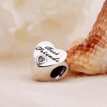 PANDORA 潘朵拉 好朋友串珠女士銀色925銀永恆朋友愛心串飾串珠DIY串珠手鍊串珠送女友送媽媽送孩子聖誕禮物生日禮物開學禮物 791727CZ - 銀色 - 查看 2