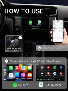 Acodo 2025 New Ultra Mini CarPlay AI Box Wired To Wireless CarPlay And Android Auto 2-In-1 Adapter Plug And Play Compatible With 99% Original Cars With Wired CarPlay/Android Auto 2.4~5.0 GHz WiFi5 Stylish And Portable