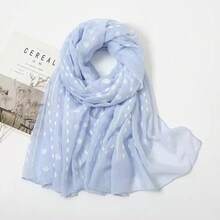 1 件波西米亚风花朵刺绣盖头围巾休闲户外防晒防风沙滩巾 - 淺藍色 - 查看 1