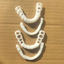 4pcs White Denture Set For Men & Women , Comfortable & Easy To Clean, Perfect For Daily Use & Parties, Yellow & Uneven Teeth Cover, Everyday Denture Set