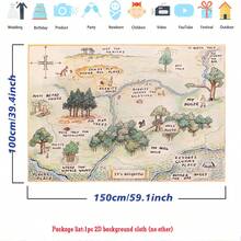 2D Flat Banner, 1pc Cartoon Forest Theme Vinyl Photography Backdrop Studio Quality High-Resolution Print Birthday Party Decoration Banner Holiday Photo Booth Props 2D Design