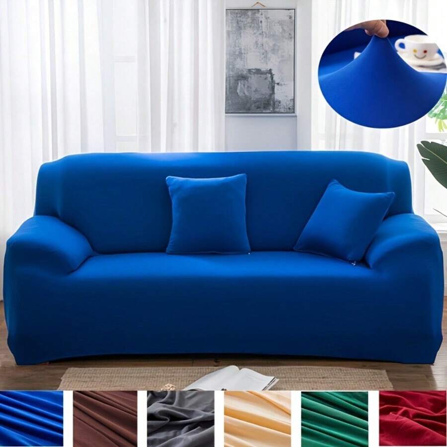 1pc Contemporary Stretch Sofa Slipcover Set – Elastic-Band Closure, Non-Slip T-Cushion Design – Machine Washable Milk Fiber Fabric – Polyester & Spandex Blend – Home & Office Furniture Protector,Home Decor,Sofa Slipcovers - Multicolor - View 1