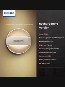 PHILIPS Veilleuse LED montée au mur Philips avec capteur de mouvement et de luminosité