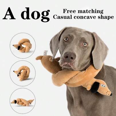 1pc Plush Sausage Dog Doll, Realistic Dachshund Stuffed Animal Chew Doll With Sound