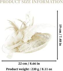 Fascinator Headband Women High Church Hats Cocktail Halloween Garden Tea Party - Cream - 查看 6