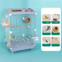 Transparent Birdcage For Budgerigars, Ornamental Birdcages For Cockatiels, Lovebirds, White-Eyes, Large-Sized Villa Birdcages, Viewing Cages. - Grey - View 3