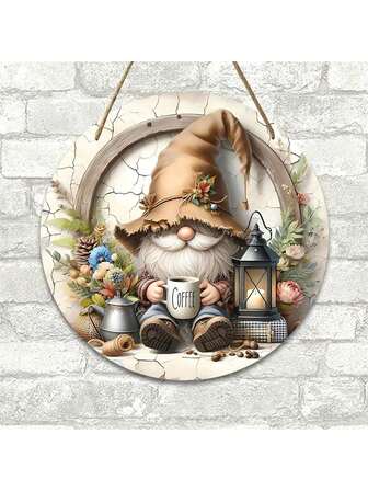 Uma pessoa idosa carregando um pingente de decoração de Natal com café, logotipo de guirlanda de Natal, decoração suspensa, adequada para casa, cozinha, jardim, terraço, decoração interna e externa, decoração de Natal interna, decoração de Natal, decoração de casa, decoração de quarto, é o presente de férias perfeito para família e amigos