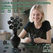 Roses Bouquet Building Block Sets, DIY Assembly Botanical Model For Adults & Teens 14+, Ideal Gift For Mother'S Day, Valentine'S Day And Birthday, Home Decor