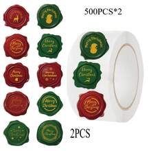 1 PC / 2 PCS / 4 PCS / Christmas Stamp Stickers - Red, Green, Gold Festive Seals, Matte Finish, Suitable For Scrapbooks, Gift Wrapping, Greeting Cards, Envelopes - One-Time Use Paper Self-Adhesive Labels - Office, Party, Personal Decoration Christmas Stickers, Festive Decorations, Festive Designs, Decorative Effects, Office Decoration Supplies - Multicolor - View 10