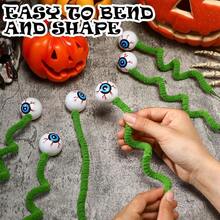 6 Pcs 15 Inch Halloween Eyeballs Sandworm Decoration Halloween Artificial Floral Picks Realistic Scary Branch Picks Home Party Eyeball Trick Or Treat Supplies(Black And White) - Green - View 10