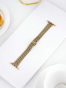 1pc Women's Thin Stainless Steel Gold Watch Band, Compatible With Apple Watch Series 11/10/9/8/7/6/5/4/3/2/1, Size 38mm/40mm/41mm/42mm/44mm/45mm/46mm/49mm, Suitable For Ultra 1/2/3/SE, Replaceable For Original Strap, Best Gift For Girlfriend, Friends And Family On Valentine's Day, Birthday And Mother's Day (Band Only) - Gold - View 4