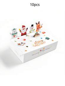 10pcs Christmas Gift Boxes – 3D Santa, Snowman & Reindeer Designs, Paper, Decorative Lollipop Closure | For Cookies, Holiday Treats & Festive Gifting Christmas Christmas Decorations Christmas Pajamas Christmas Gifts Christmas Decor - Multicolor - View 9