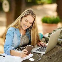 二合一 Lightning 转 3.5 毫米/Lightning 音频适配器，无损音质转换器耳机适配器，兼容 14 Pro Max/14 Pro/14 Plus/14/13/12/11，音频转换线，充电和通话适配器 - 白色 - 查看 10