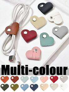 1/3/5/Pcs Mixed-Color Heart-Shaped Data Cable Storage Box, Headphone Cable Storage Box, PU Leather Data Cable Storage Box, Men's And Women's Gifts, Anti-Loss Cable Storage Box, Suitable For Halloween, Christmas And Thanksgiving Parties, Christmas