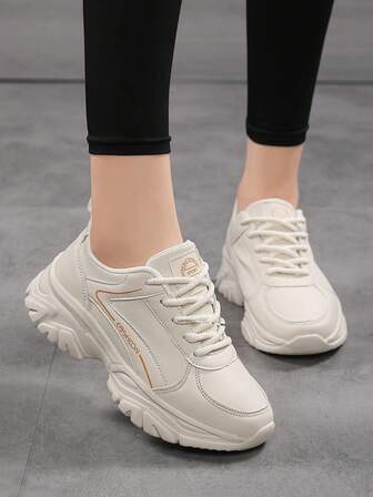 Women's Lace-Up Outdoor Casual Sneakers, Waterproof Non-Slip Running Shoes, Suitable For Spring, Autumn And All Seasons