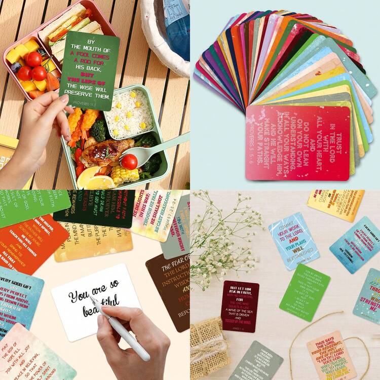 50pcs/Set Bible Verse Cards, Mini Scripture Cards, Motivational Cards, Encouragement Cards, Christmas Gift Prayer Cards, Christian Inspirational Cards For Men And Women, Encouragement Gift. - Multicolor - View 8