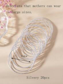 20pcs 3-14Y Girls' Delicate Glitter Bamboo Knot Stacking Bangle Bracelets - one-size - View 13