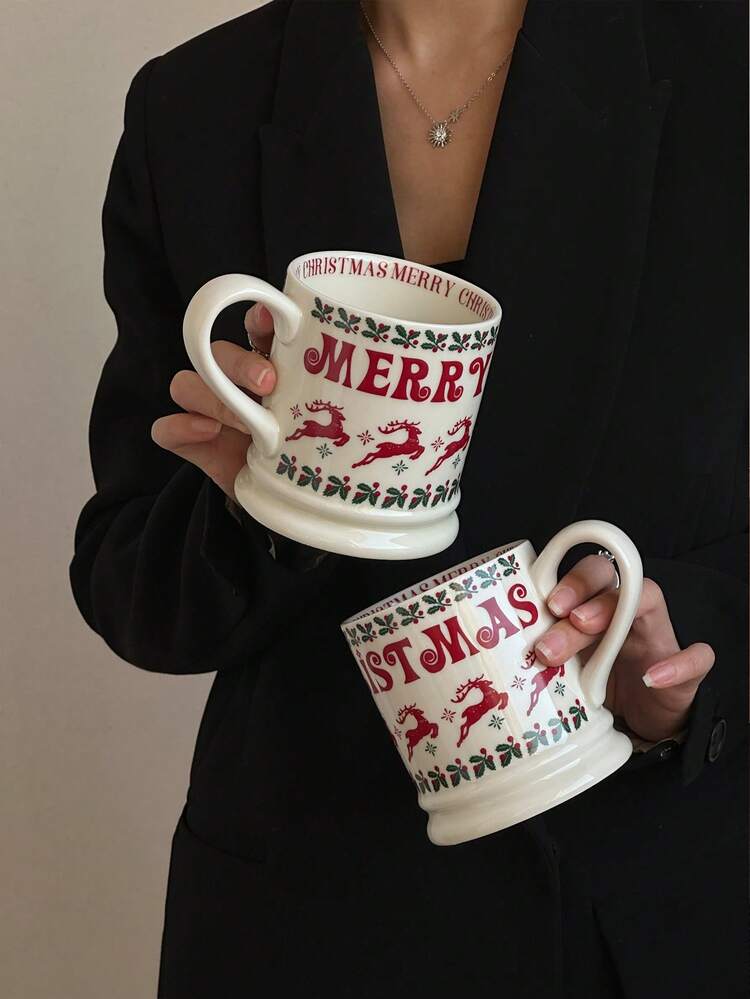 Premium Gift Deer Couple Ceramic Mugs, Creative High-Quality Coffee Cups, Christmas Gift - Multicolor - View 11