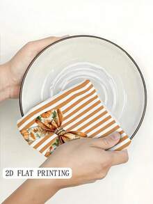 1/2 件厨房毛巾 - 秋季南瓜条纹厨房毛巾 - 现代涤纶手巾，采用鲜艳的秋季设计，非常适合烹饪、茶浴和感恩节礼物，仅可手洗，洗碗巾 15.7x23.6 英寸 - 彩色 - 查看 5