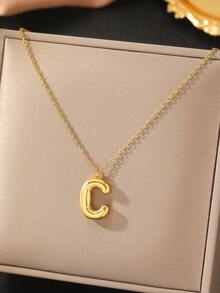 1 件不锈钢 26 字母吊坠项链，时尚优雅，送给她的绝妙礼物