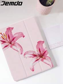 1 件水彩芙蓉花图案平板电脑保护壳，兼容 iPad 10.2 英寸、iPad Pro 2021/2020、iPad 第 9/10 代、iPad (A16) 11 英寸、第 11 代 2025、Galaxy Tab A8 10.5 英寸 2022、Matepad 10.4/Tab，防摔，带铅笔槽，支持睡眠/唤醒 - 彩色 - 查看 5