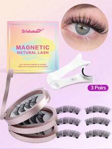 Waloshow 3 Pairs/Set CC Curled Natural Look Magnetic False Eyelashes, Reusable With Professional Applicator, No Glue Needed, Easy To Wear And Remove, Creates Natural Makeup Look, 3D Natural Spiky Cartoon Style Fluffy Soft Fake Lashes - Natural Lashes - View 12