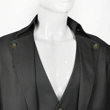 Mens Pirate Coat Steampunk Jacket Tailcoat Renaissance Jacket Halloween Hatter Costume - Black - View 4