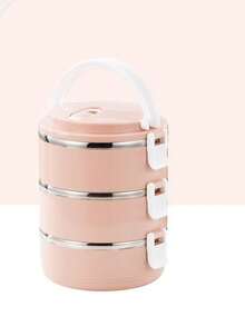 صندوق غداء جديد أنيق من الفولاذ المقاوم للصدأ، صندوق غداء معزول، مناسب للعمل والطلاب، متعدد الطبقات دائري السعة الكبيرة